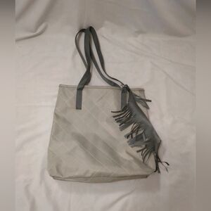 grey hand bag